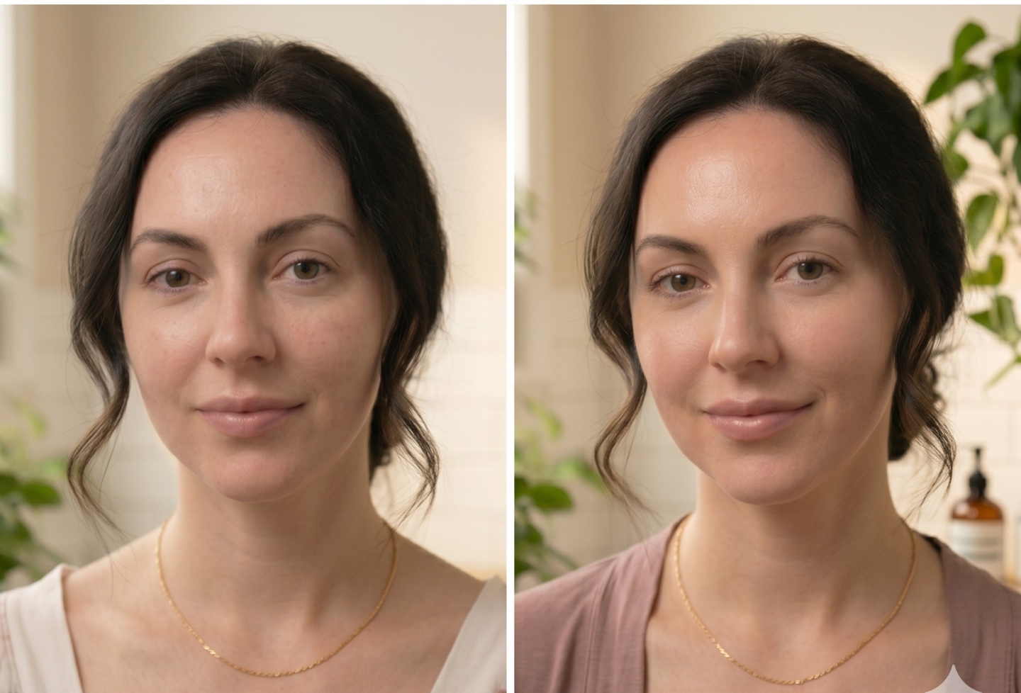 Auralis progress check example showing earlier and later skin photos side by side